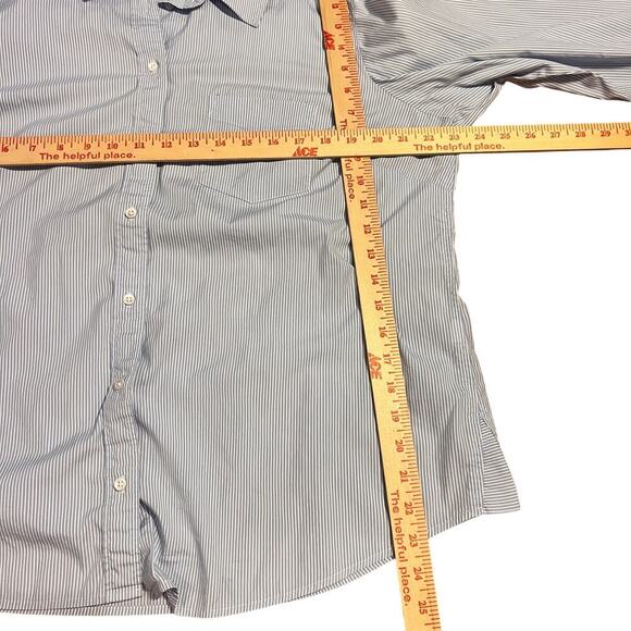 J.Jill Blue White Stripe Oxford Cotton Button Down Shirt Size 1X Stretch Preppy - Picture 4 of 5